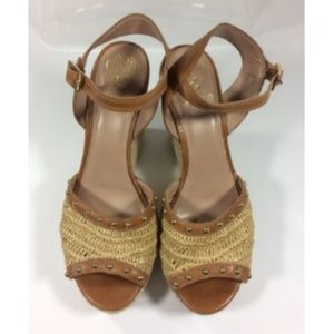 Vince Camuto Womens Wedges Leather Sandals 9.5B